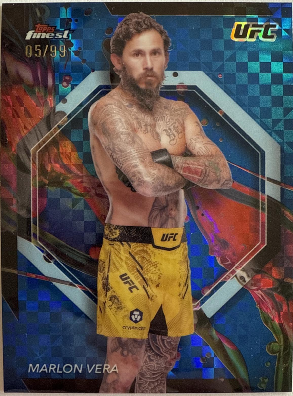 Marlon Vera 2024 Topps Finest UFC Base Common #80 Blue Checkerboard Refractor
