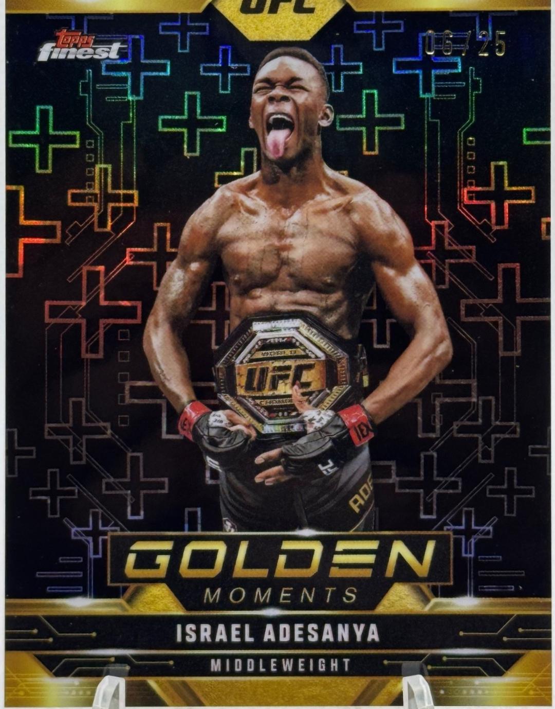 Israel Adesanya 2025 Topps Finest UFC Golden Moments #GM-9 Black Refractor