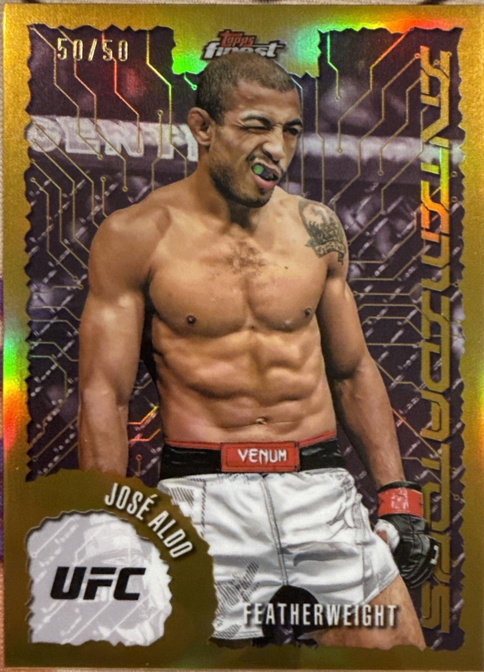 José Aldo 2025 Topps Finest UFC Intimidators #IT-23 Gold Refractor