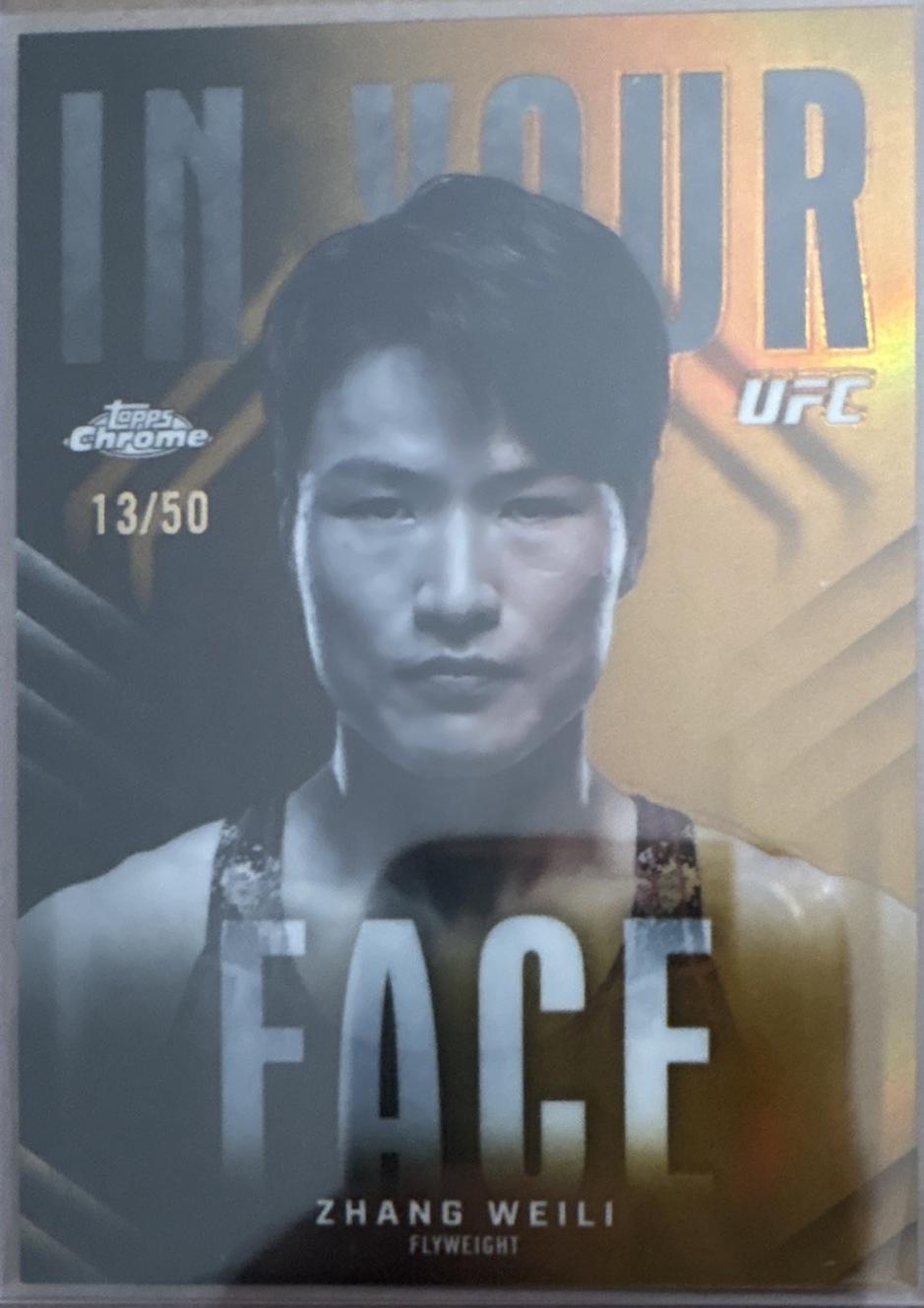 Zhang Weili 2026 Topps Chrome UFC In Your Face #IYF-11 Gold Refractor
