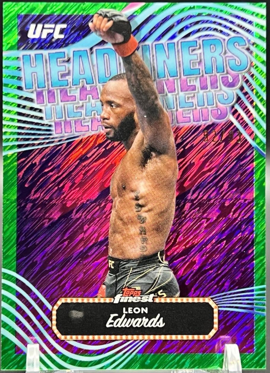 Leon Edwards 2024 Topps Finest UFC Headliners #HDL-4 Green Shimmer Refractor