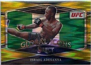 Israel Adesanya 2022 Panini Select UFC Global Icons #19 Gold Flash