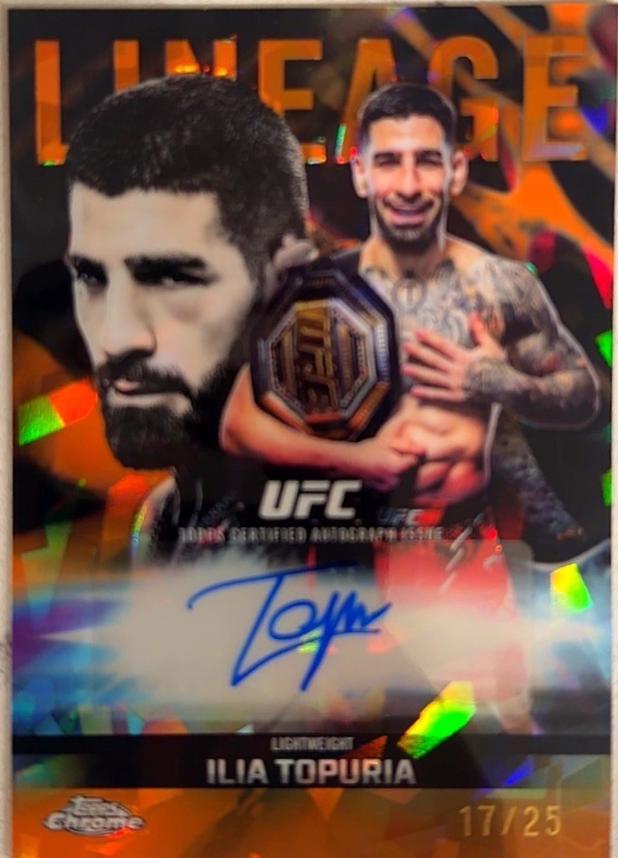 Ilia Topuria 2026 Topps Chrome UFC Chrome Lineage Autographs #CCA-IT Orange Geometric Refractor