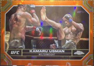 Kamaru Usman 2024 Topps Chrome UFC Base #108 Orange Refractor