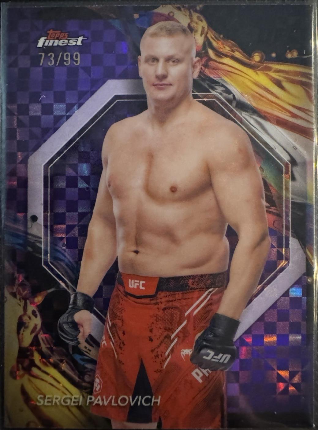 Sergei Pavlovich 2024 Topps Finest UFC Base Uncommon #172 Purple Checkerboard Refractor