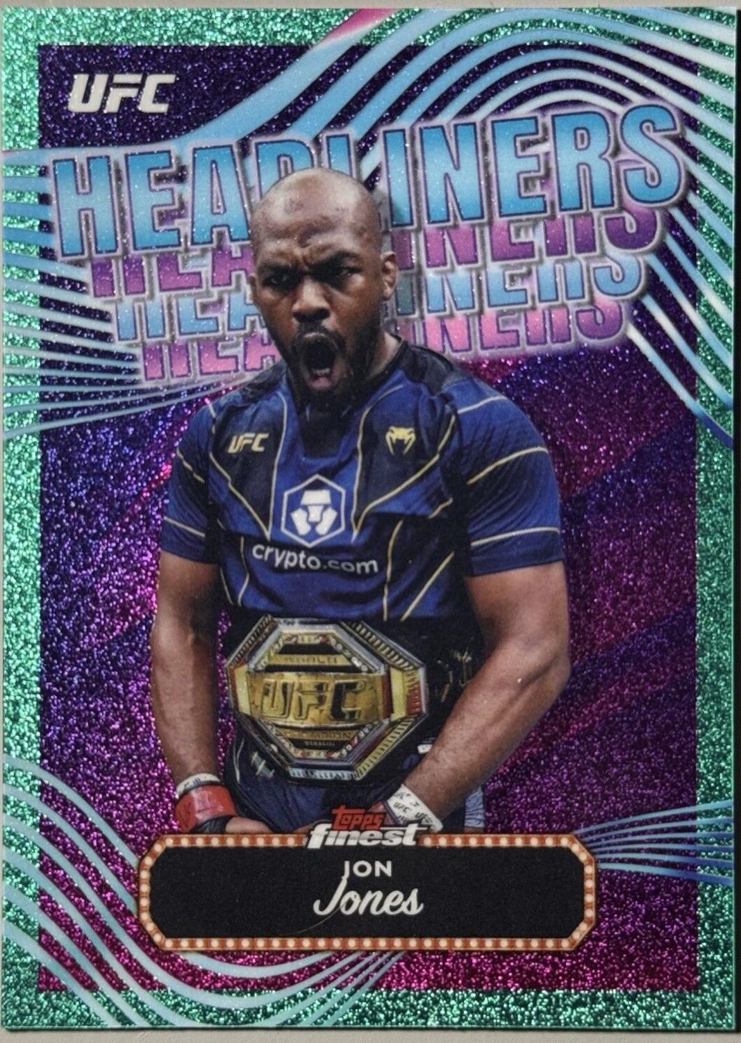 Jon Jones 2024 Topps Finest UFC Headliners #HDL-18 Aqua Glitter Refractor