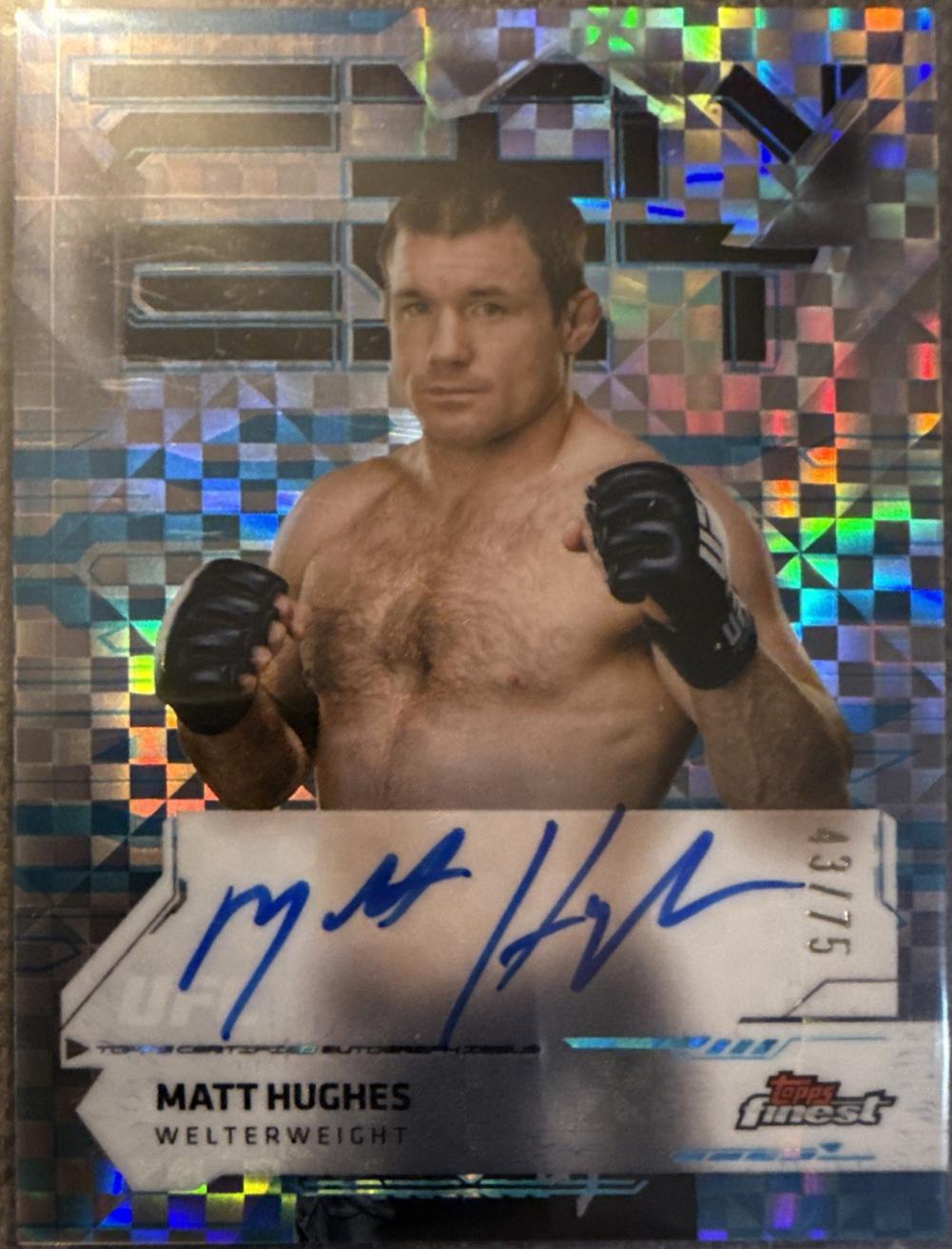Matt Hughes 2025 Topps Finest UFC Finest Autographs #FA-MH Blue Checkerboard Refractor