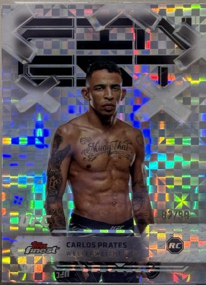 Carlos Prates 2025 Topps Finest UFC Base Common #87 Blue Checkerboard Refractor