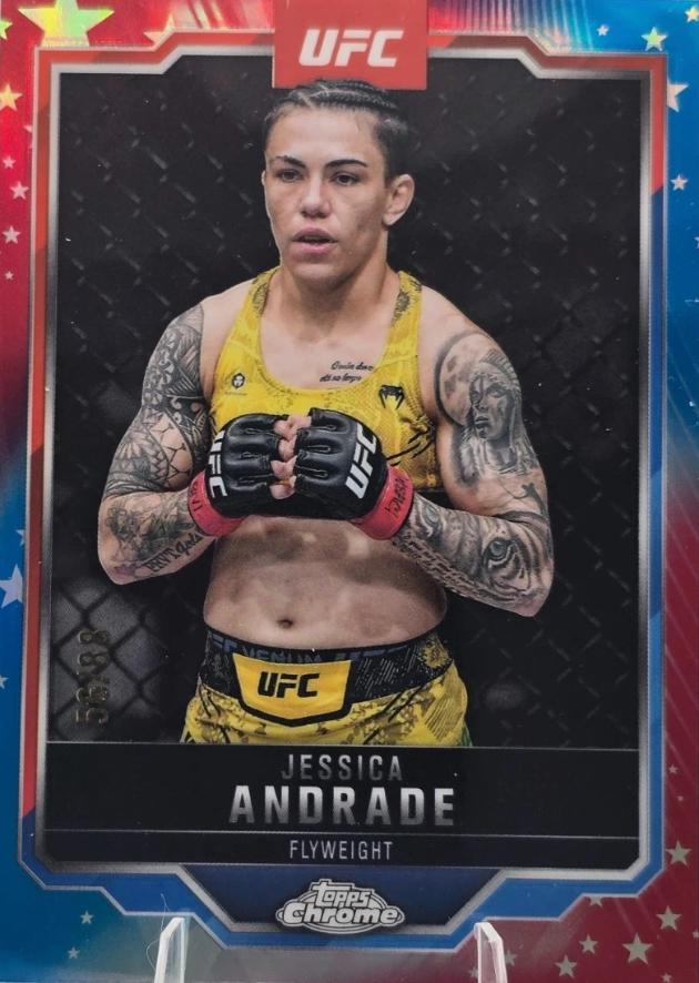 Jessica Andrade 2025 Topps Chrome UFC Base #119 Red & Blue Refractor