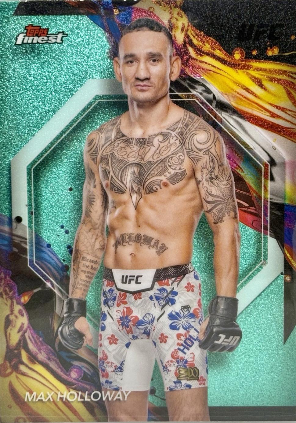 Max Holloway 2024 Topps Finest UFC Base Uncommon #181 Aqua Glitter Refractor
