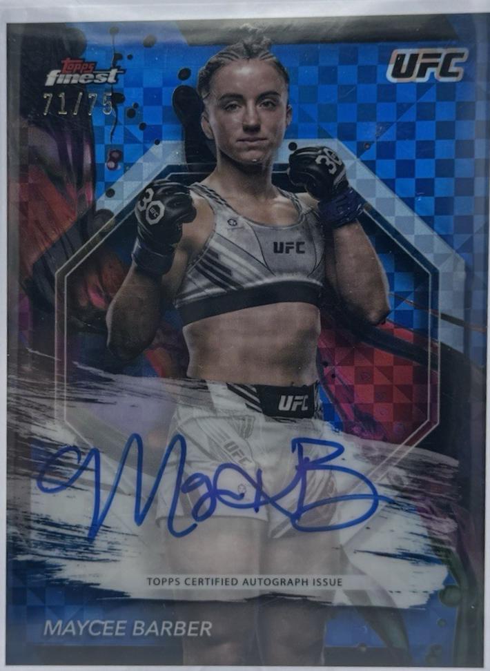Maycee Barber 2024 Topps Finest UFC Finest Autographs #FA-MEB Blue Checkerboard Refractor