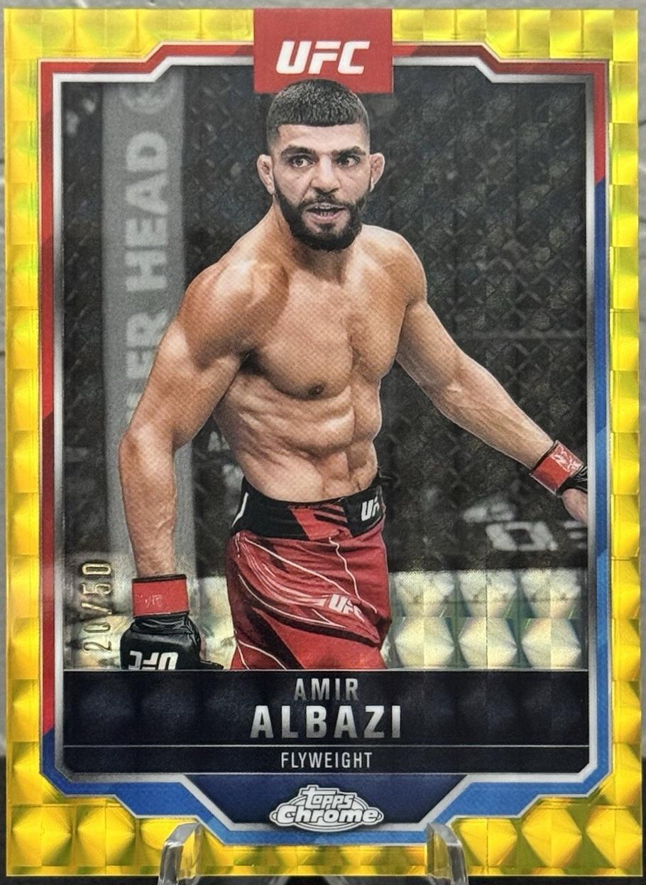 Amir Albazi 2025 Topps Chrome UFC Base #175 Gold Geometric Refractor