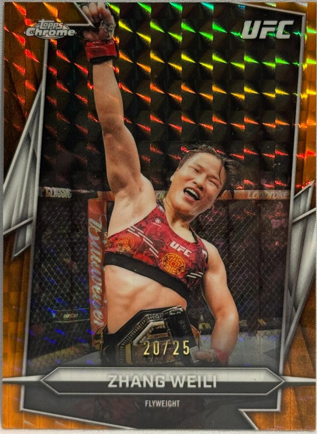 Zhang Weili 2026 Topps Chrome UFC Base #20 Orange Geometric Refractor
