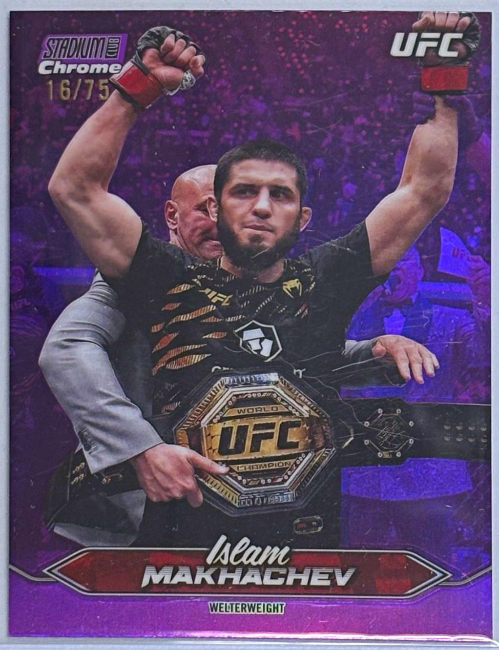 Islam Makhachev 2025 Topps Stadium Club UFC Base Chrome #C-1 Purple Refractor