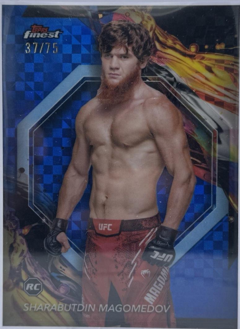 Shara Magomedov 2024 Topps Finest UFC Rookie Finest Autographs #RFA-SM Blue Checkerboard Refractor