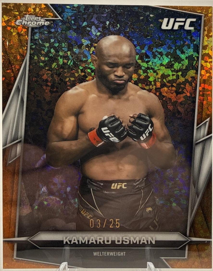 Kamaru Usman 2026 Topps Chrome UFC Base #27 Orange Mini Diamonds Refractor