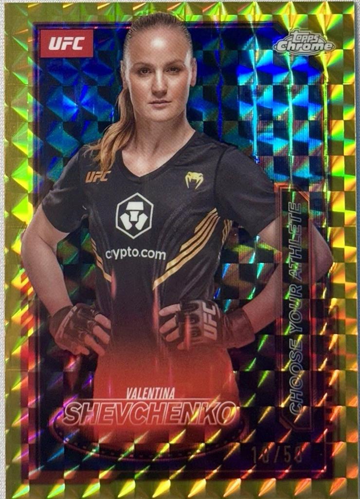 Valentina Shevchenko 2025 Topps Chrome UFC Mission Control #MCL-20 Geometric Gold Refractor