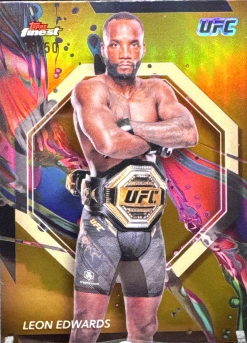 Leon Edwards 2024 Topps Finest UFC Base Common #72 Gold Refractor