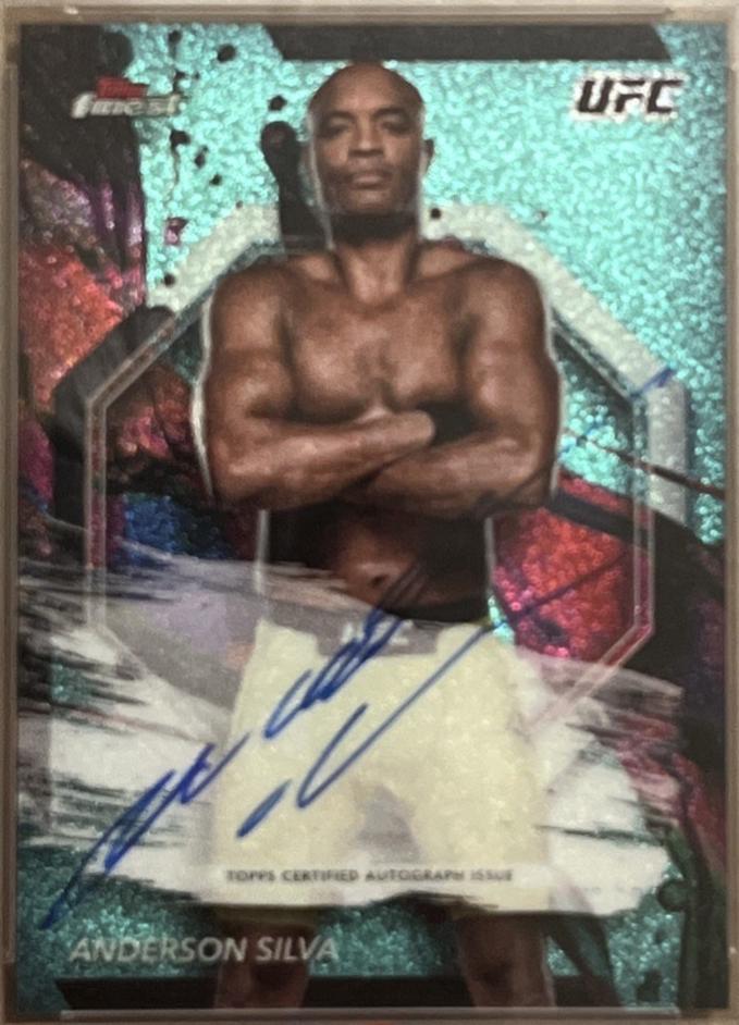Anderson Silva 2024 Topps Finest UFC Finest Autographs #FA-ASI Aqua Glitter Refractor
