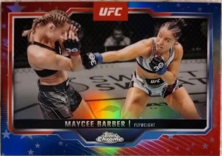 Maycee Barber 2025 Topps Chrome UFC Base #187 Red & Blue Refractor