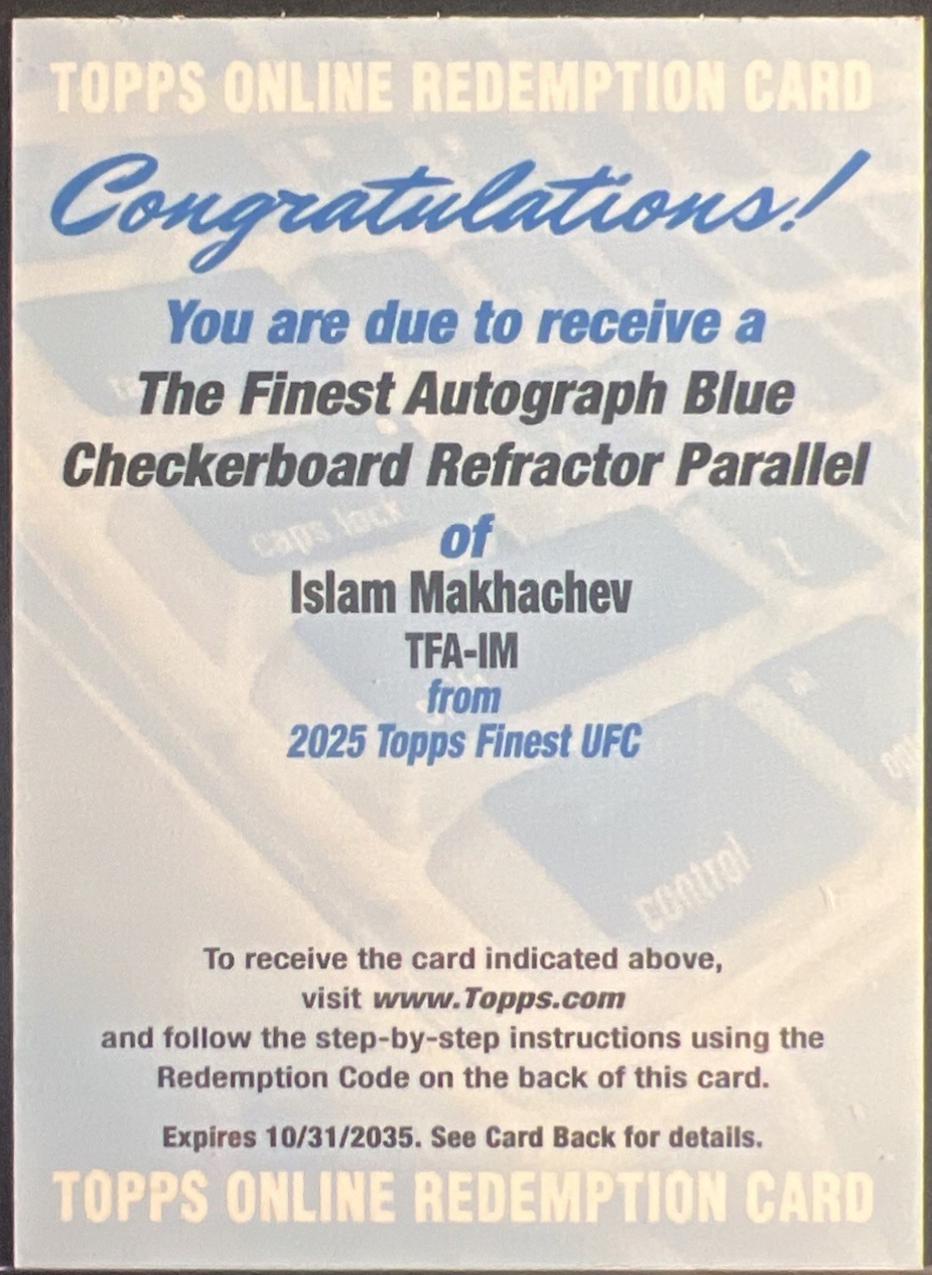 Islam Makhachev 2025 Topps Finest UFC The Finest #TFA-IM Blue Checkerboard Refractor