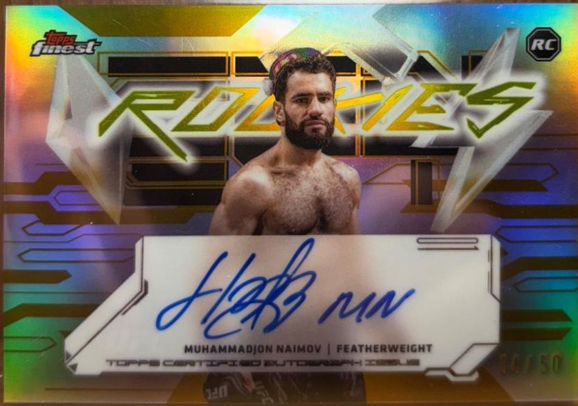 Muhammadjon Naimov 2025 Topps Finest UFC Finest Rookie Autographs #FRA-MN Gold Refractor