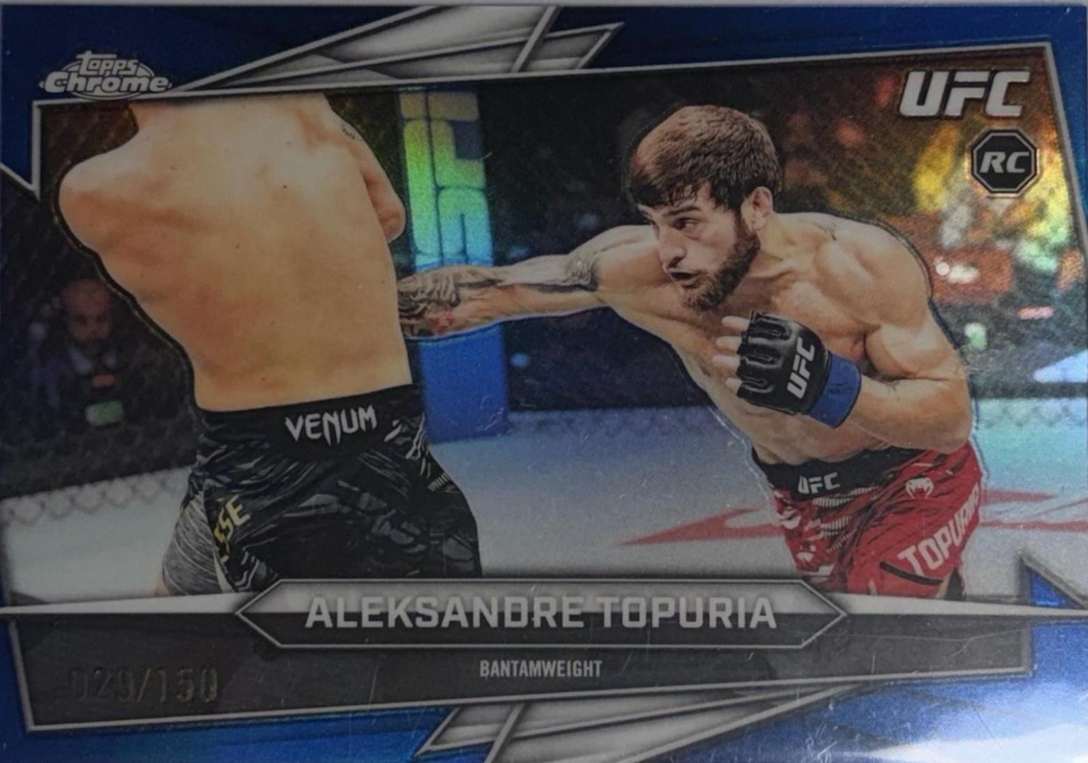 Aleksandre Topuria 2026 Topps Chrome UFC Base #187 Blue Refractor