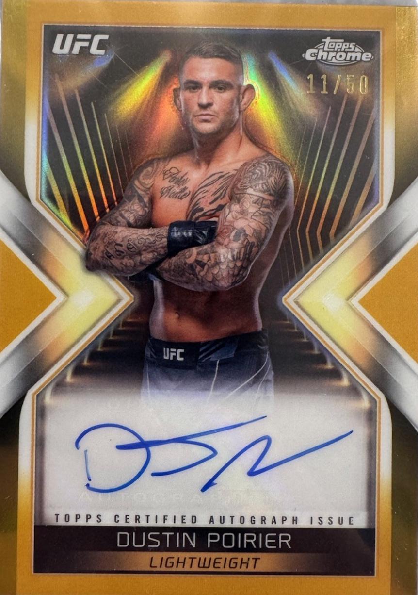 Dustin Poirier 2024 Topps Chrome UFC Main Event Autographs #MEA-DPO Gold Refractor