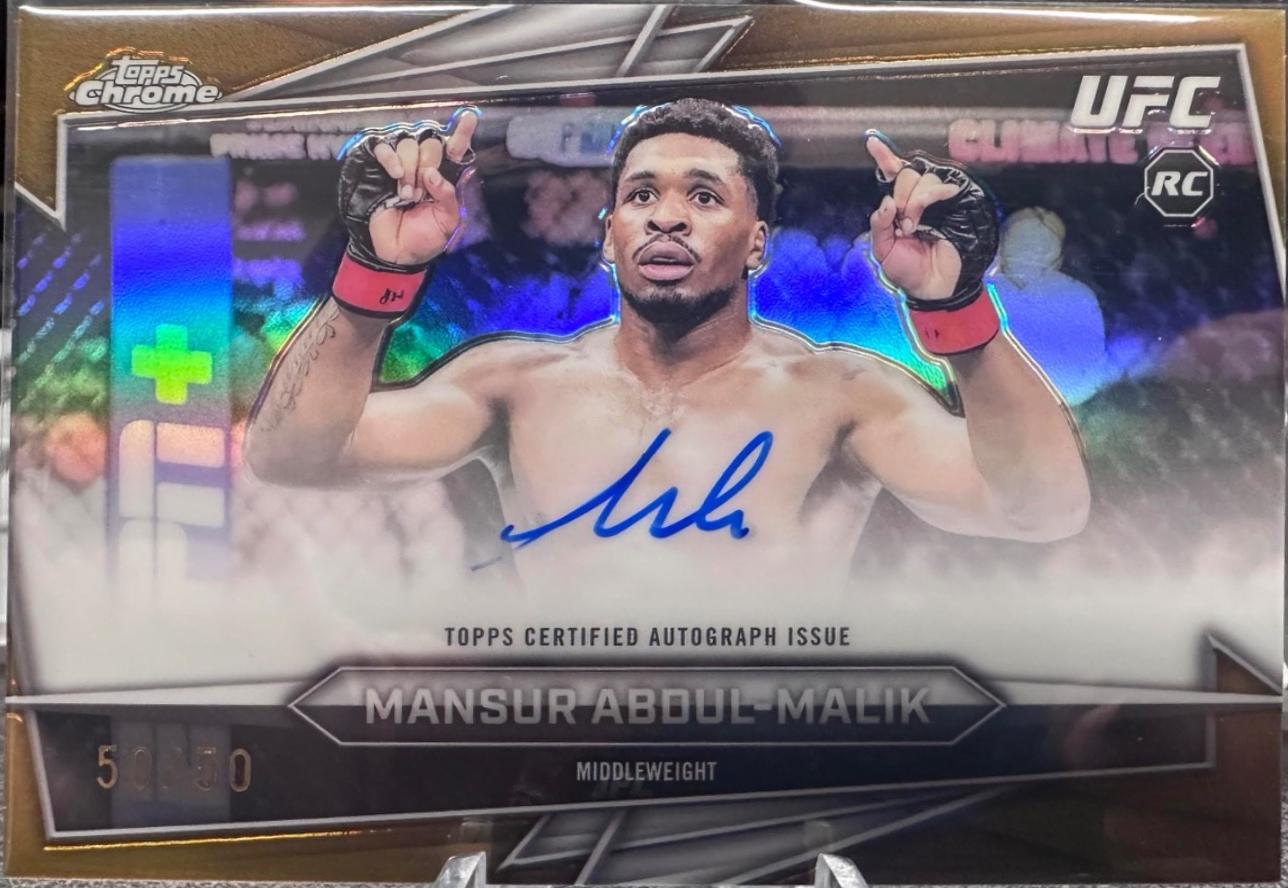 Mansur Abdul-Malik 2026 Topps Chrome UFC Base Autographs #BAV-MA Gold Refractor