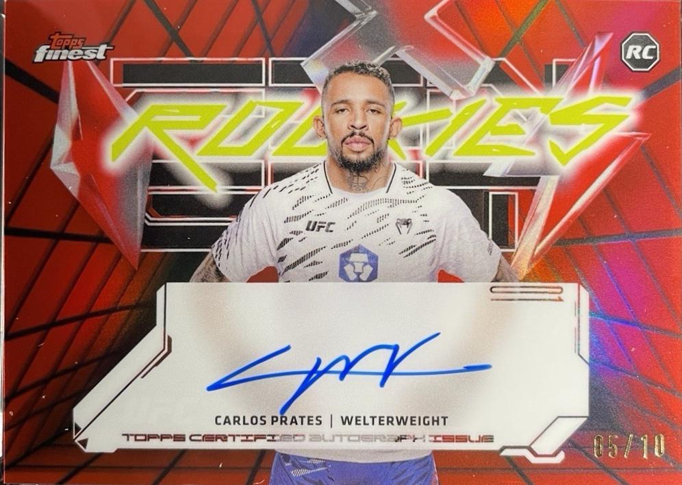 Carlos Prates 2025 Topps Finest UFC Finest Rookie Autographs #FRA-CP Red Black Vapor Refractor