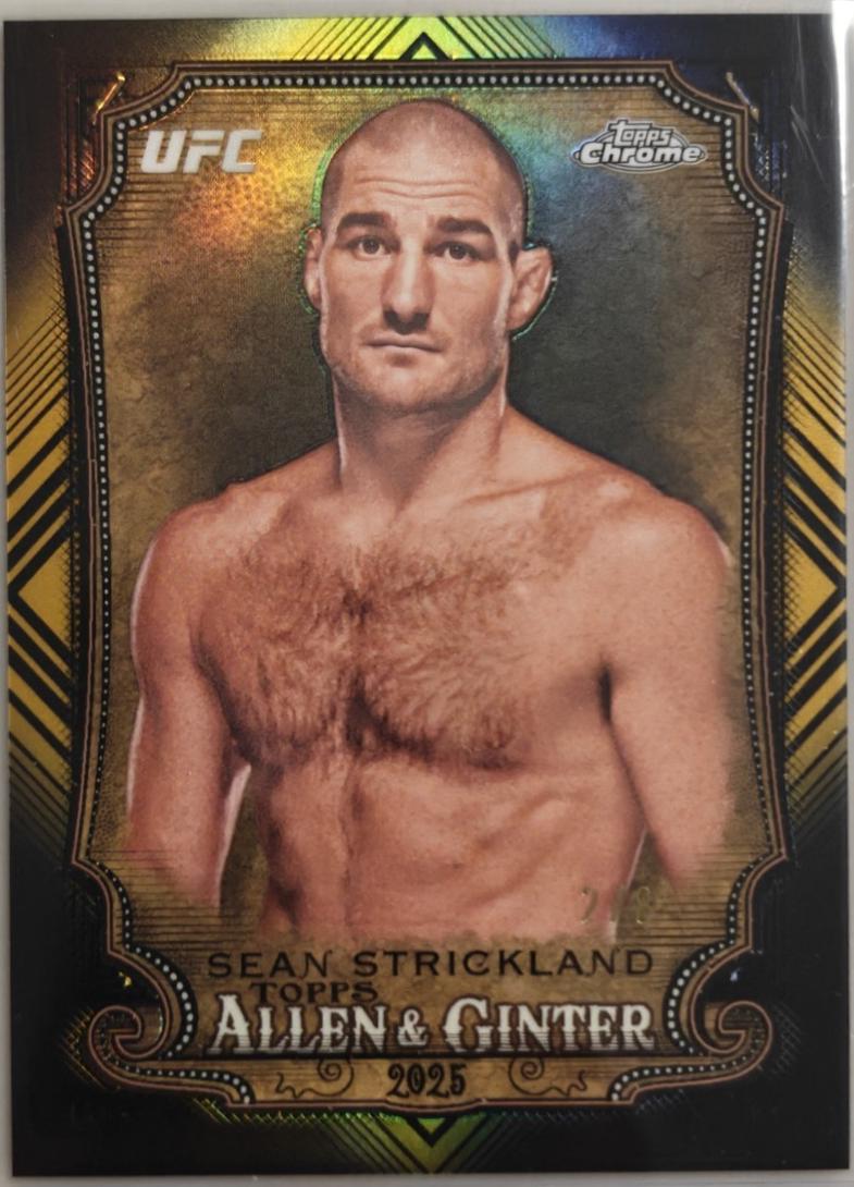 Sean Strickland 2025 Topps Chrome UFC Allen & Ginter #AAG-16 Black & Gold Refractor