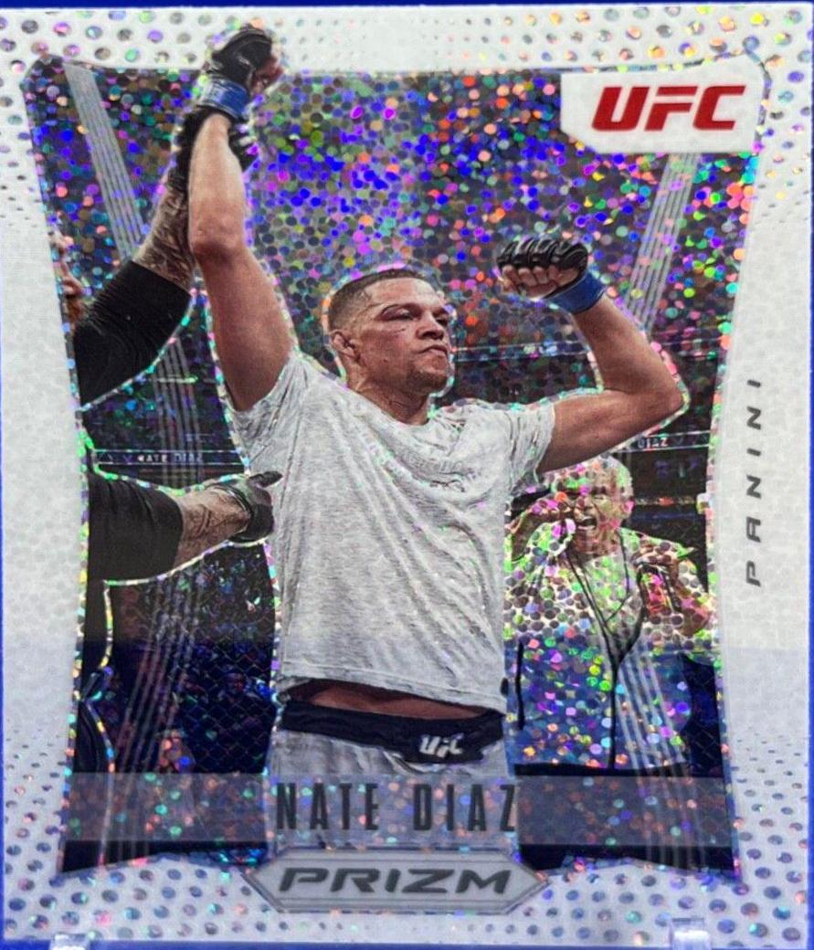 Nate Diaz 2022 Panini Prizm UFC Prizm Flashback #21 White Sparkle