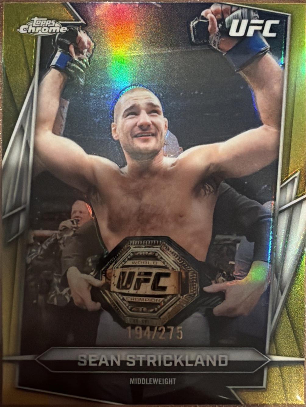 Sean Strickland 2026 Topps Chrome UFC Base #2 Yellow Refractor
