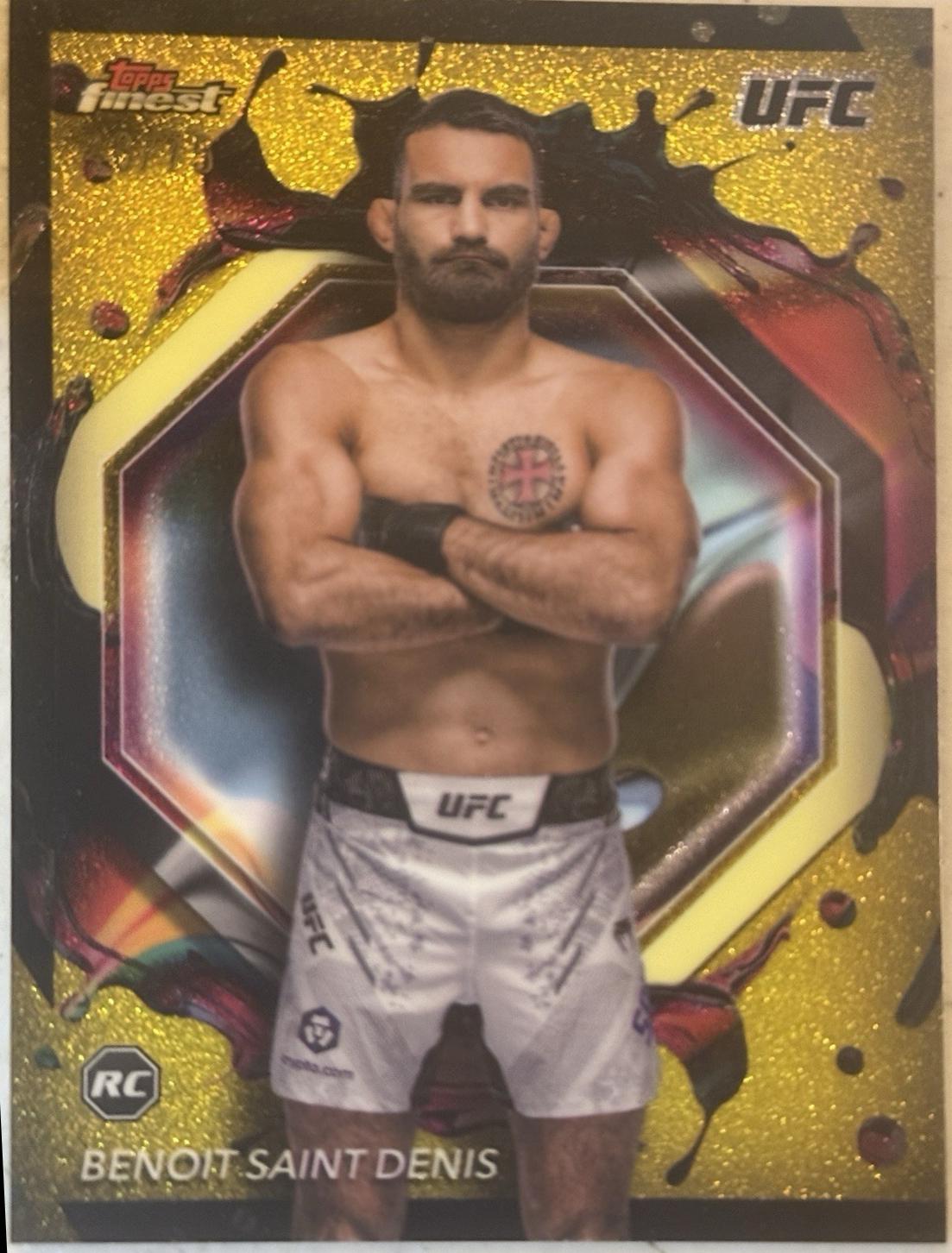 Benoit Saint Denis 2024 Topps Finest UFC Base Rare #243 Yellow Glitter Refractor