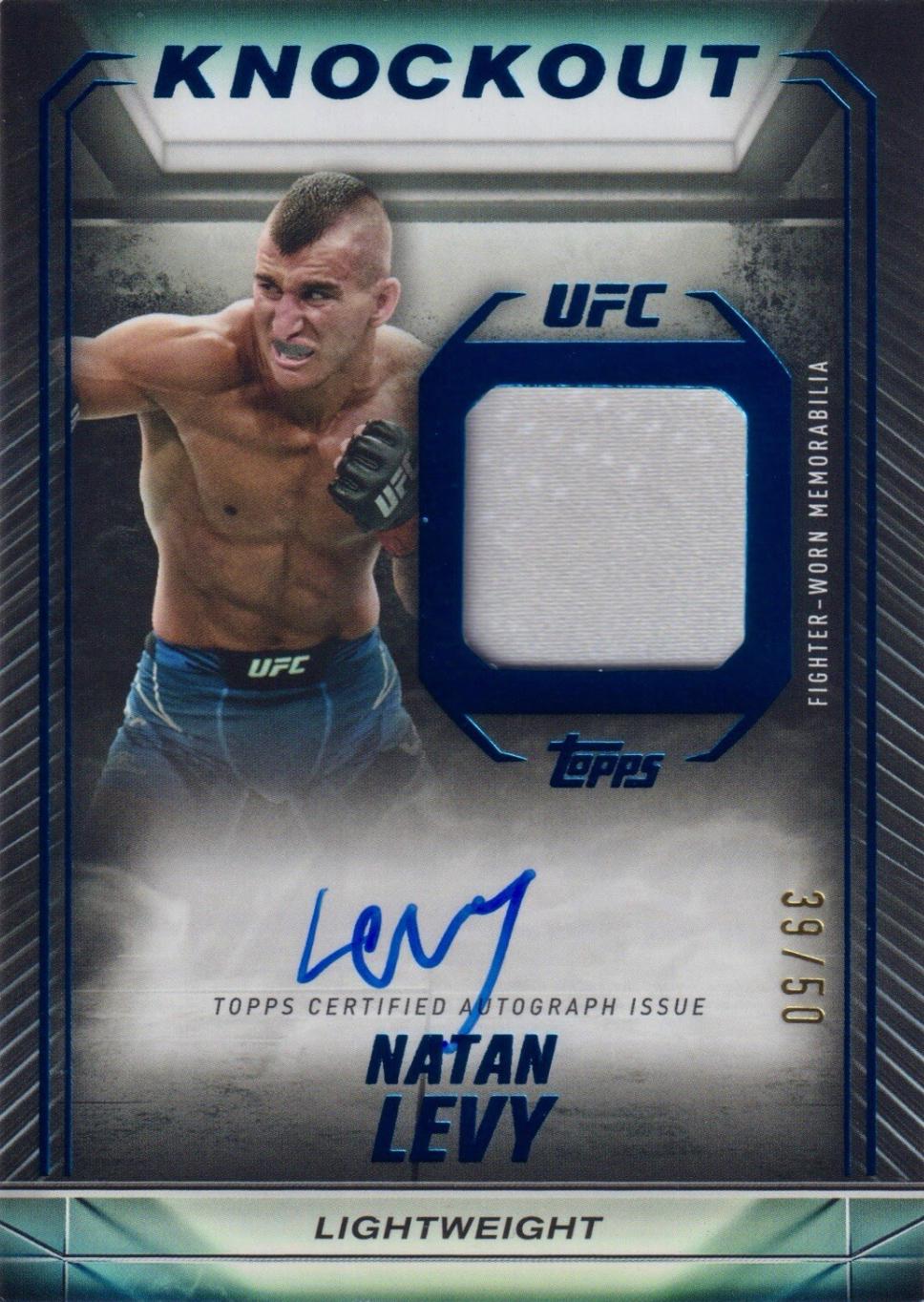 Natan Levy 2024 Topps Knockout UFC Knockout Autograph Relics #KAR-NLY Blue