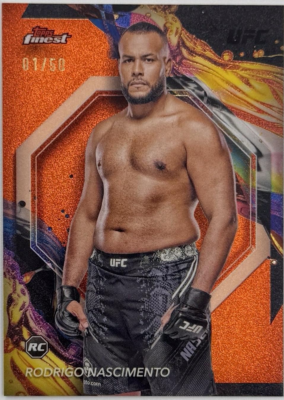 Rodrigo Nascimento 2024 Topps Finest UFC Base Uncommon #195 Tangerine Glitter Refractor
