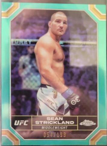 Sean Strickland 2024 Topps Chrome UFC Base #174 Aqua Refractor