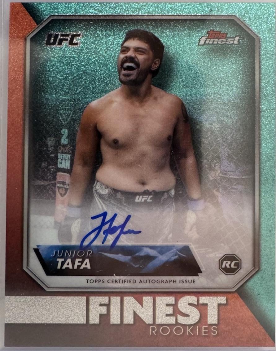 Junior Tafa 2024 Topps Finest UFC Rookie Finest Autographs #RFA-JT Aqua Glitter Refractor