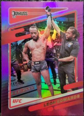 Leon Edwards 2022 Panini Donruss UFC Base #24 Purple Flood