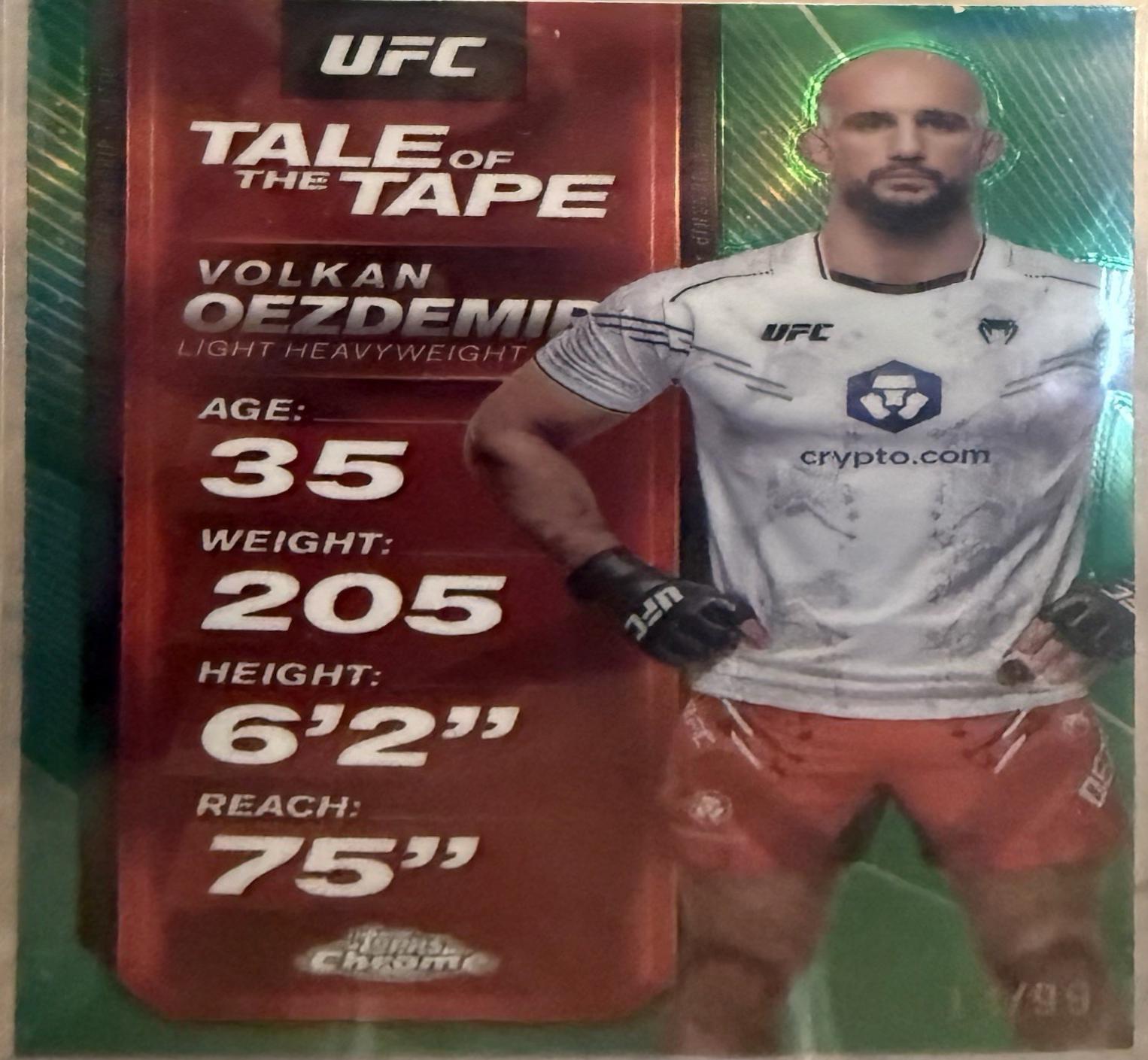 Volkan Oezdemir 2025 Topps Chrome UFC Tale of the Tape #TTT-26 Green Refractor