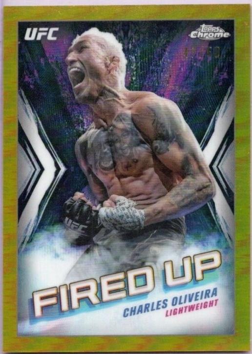 Charles Oliveira 2024 Topps Chrome UFC Fired Up #FDP-16 Gold Refractor