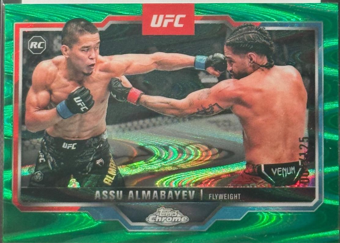Assu Almabayev 2025 Topps Chrome UFC Base #182 Green Refractor
