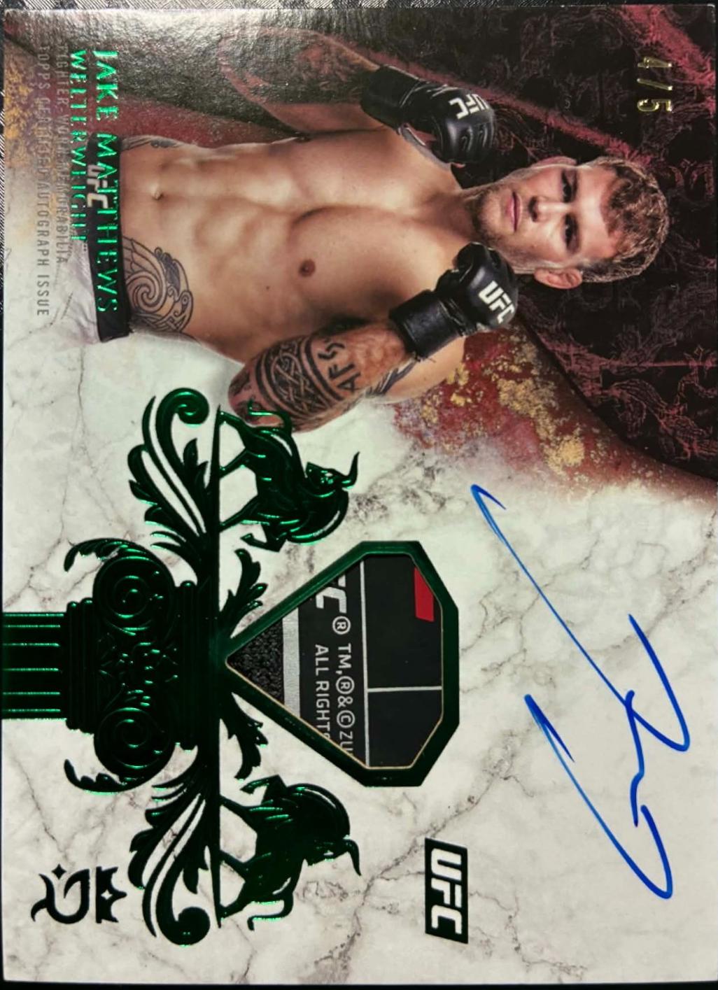 Jake Matthews 2025 Topps Royalty UFC Royalty Relic Signatures #RYR-JM Platinum