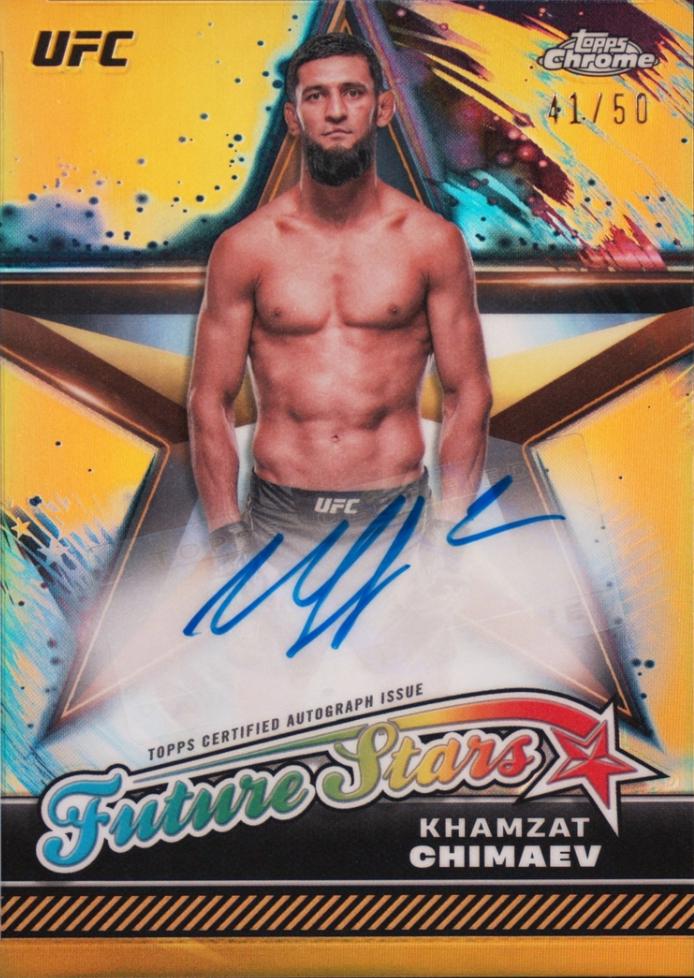 Khamzat Chimaev 2024 Topps Chrome UFC Future Stars Autographs #FSA-KCH Gold Refractor