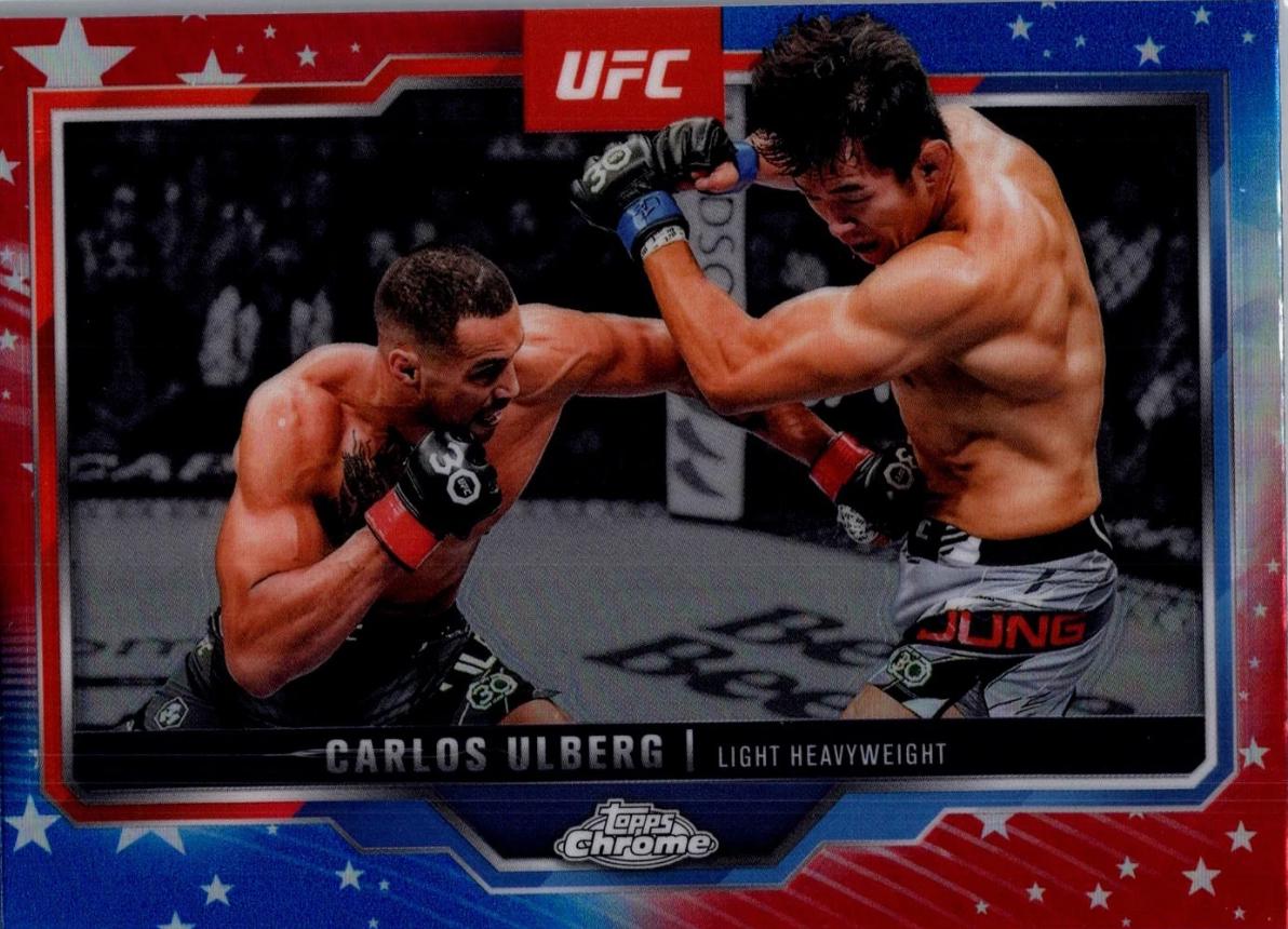 Carlos Ulberg 2025 Topps Chrome UFC Base #198 Red & Blue Refractor
