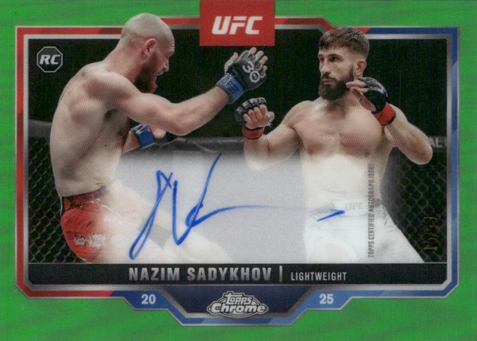 Nazim Sadykhov 2025 Topps Chrome UFC Chrome Rookie Autographs #CRA-NS Green Refractor