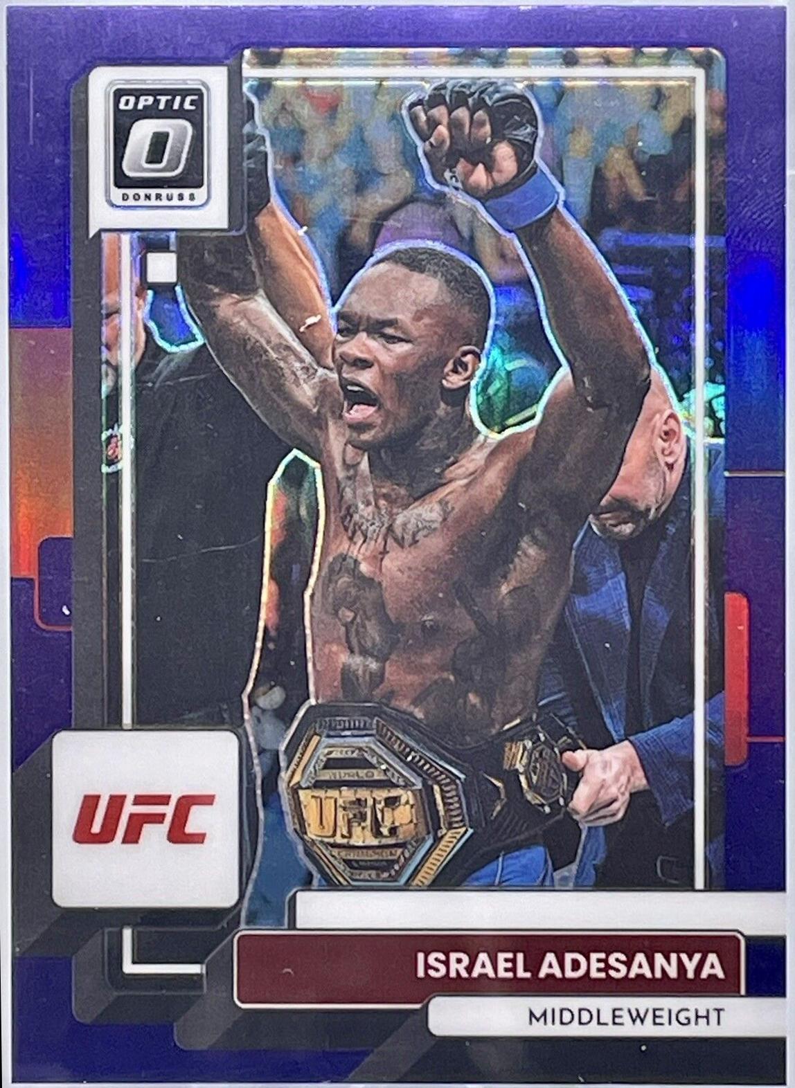 Israel Adesanya 2023 Panini Donruss Optic UFC Base #73 Purple