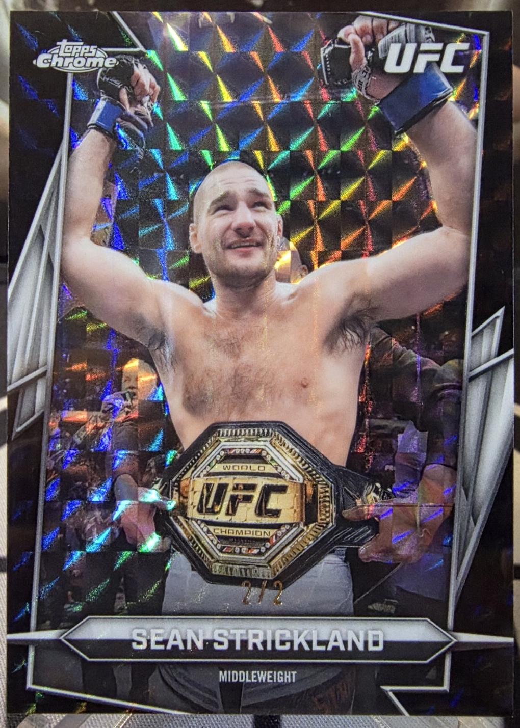 Sean Strickland 2026 Topps Chrome UFC Base #2 Black Geometric Refractor