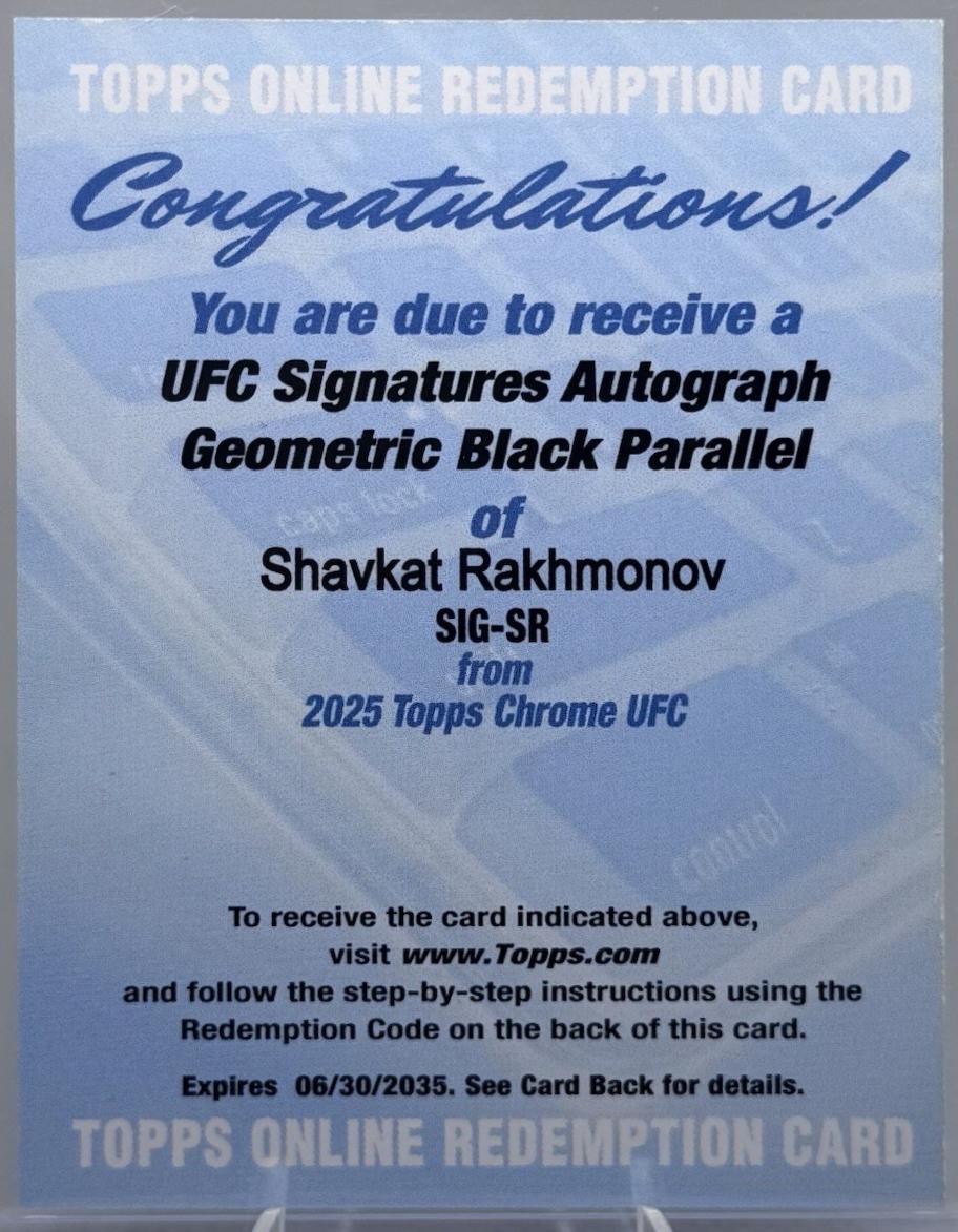 Shavkat Rakhmonov 2025 Topps Chrome UFC UFC Signatures #SIG-SR Geometric Red Refractor
