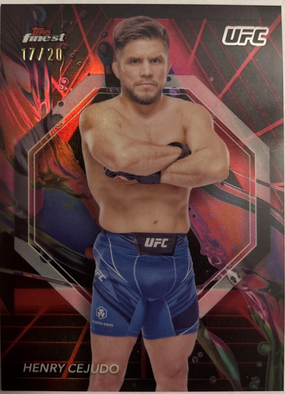 Henry Cejudo 2024 Topps Finest UFC Base Common #13 Red Black Vapor Refractor